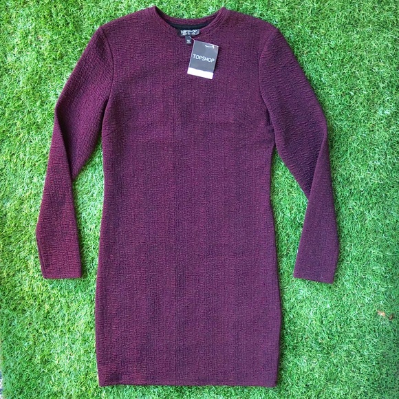 Topshop Dresses & Skirts - **NWT Topshop Burgundy Stretch Textured Dress**